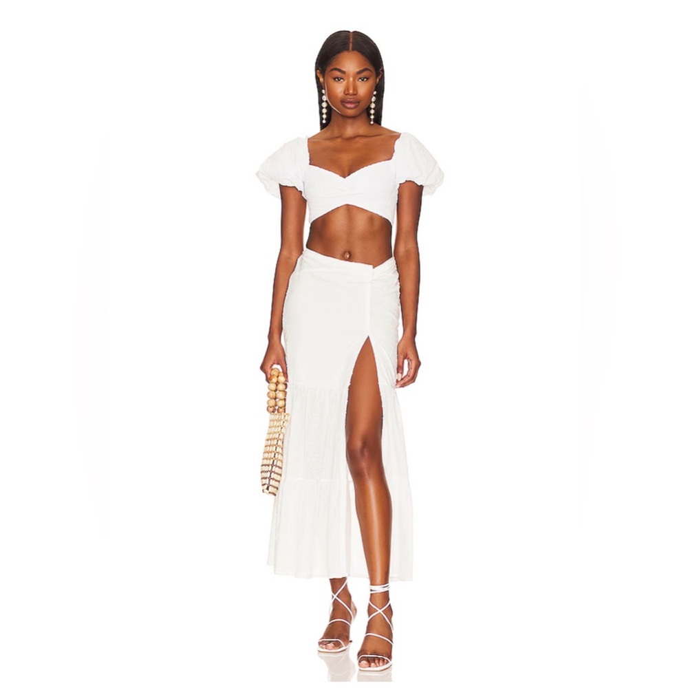 Peixoto Set - White High Low Skirt + Crop Top - NWT medium